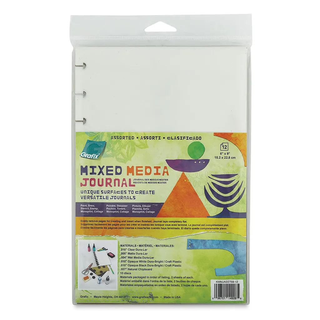 Pk/12 Asst Mixed Media Journal W/Discs 6X9IN