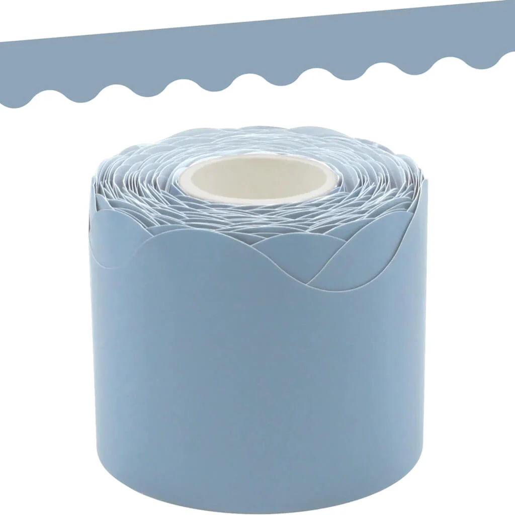 Cottage Blue Scalloped Rolled Border Trim