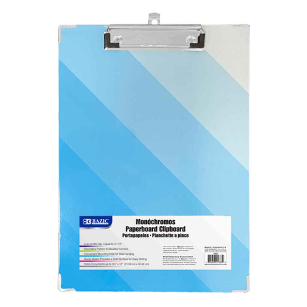 Standard Size Monochromos Paperboard Clipboard with Low Profile Clip - Image 2