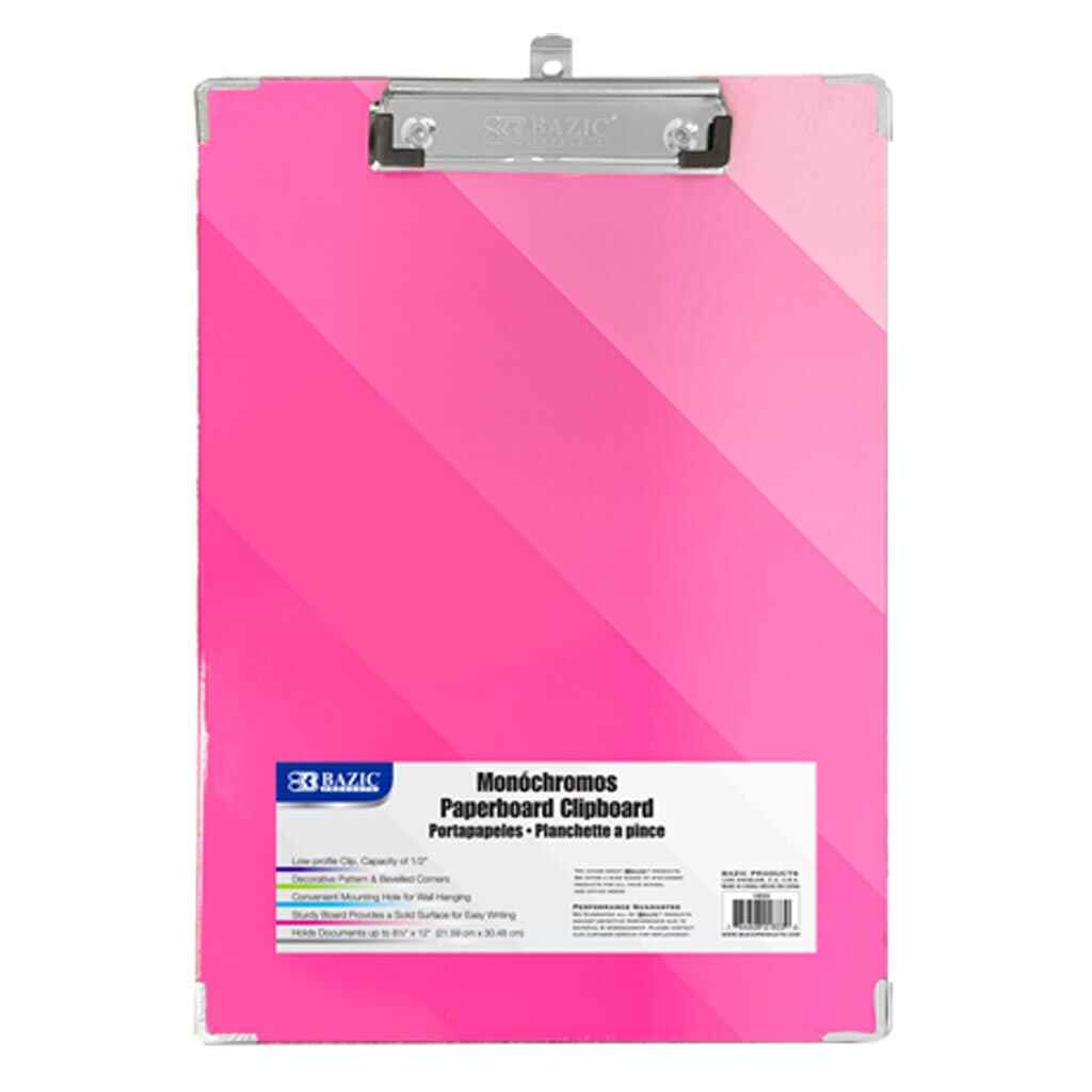 Standard Size Monochromos Paperboard Clipboard with Low Profile Clip - Image 3