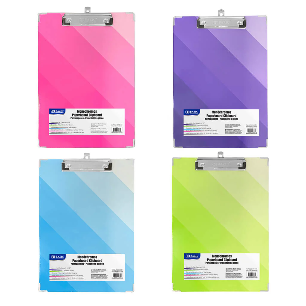 Standard Size Monochromos Paperboard Clipboard with Low Profile Clip - Image 4