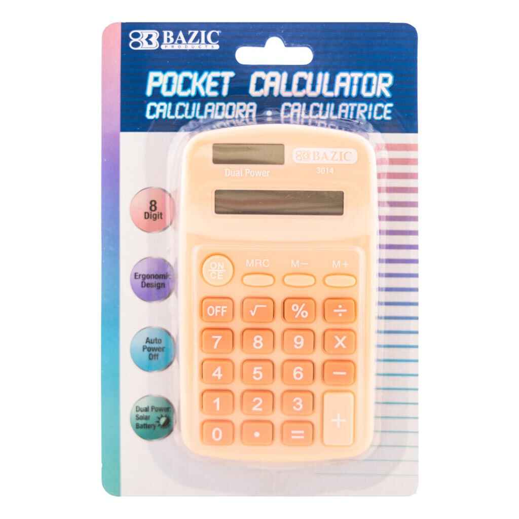 8-Digit Dual Power Pocket Size Calculator, Pastel Color - Image 4