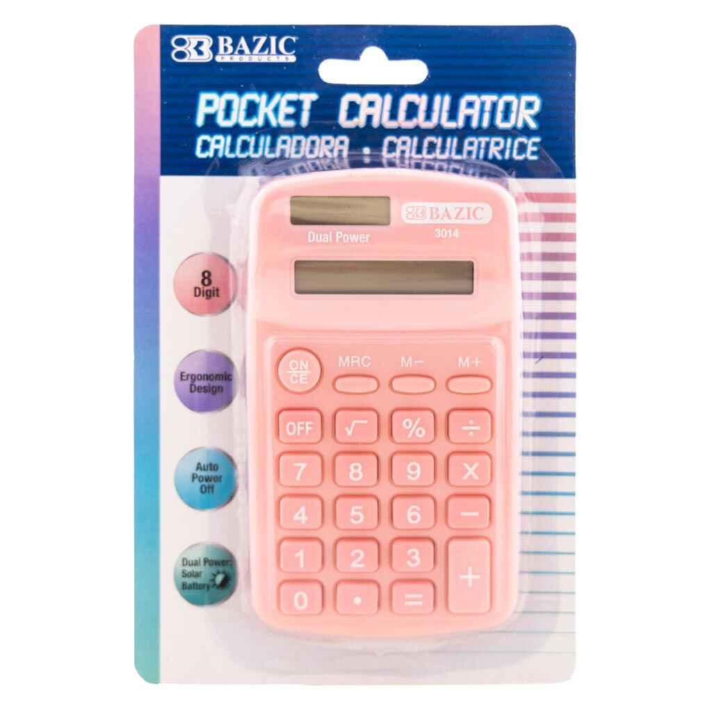 8-Digit Dual Power Pocket Size Calculator, Pastel Color - Image 5