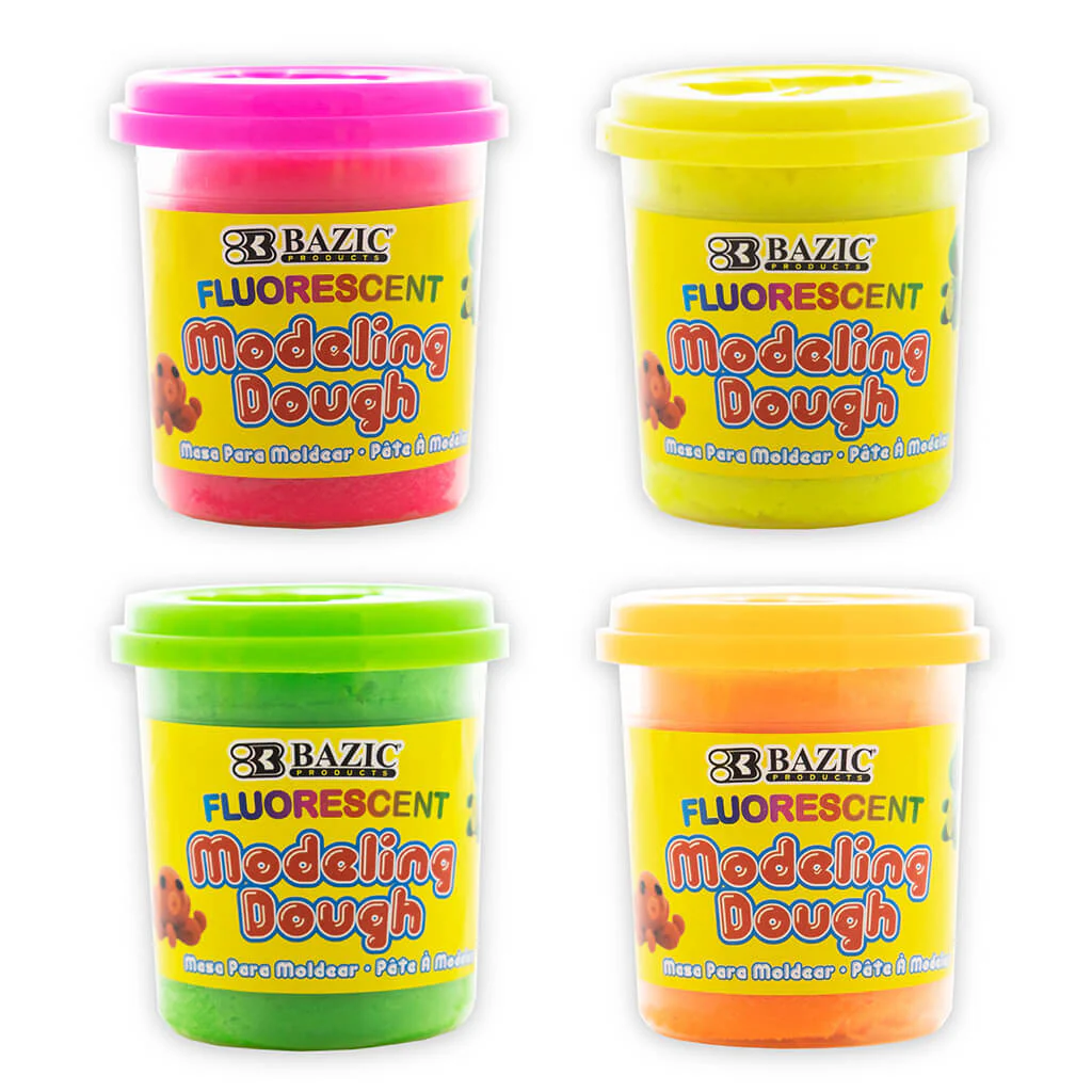 4 Fluorescent Color Modeling Dough, 7.76oz 220g - Image 2