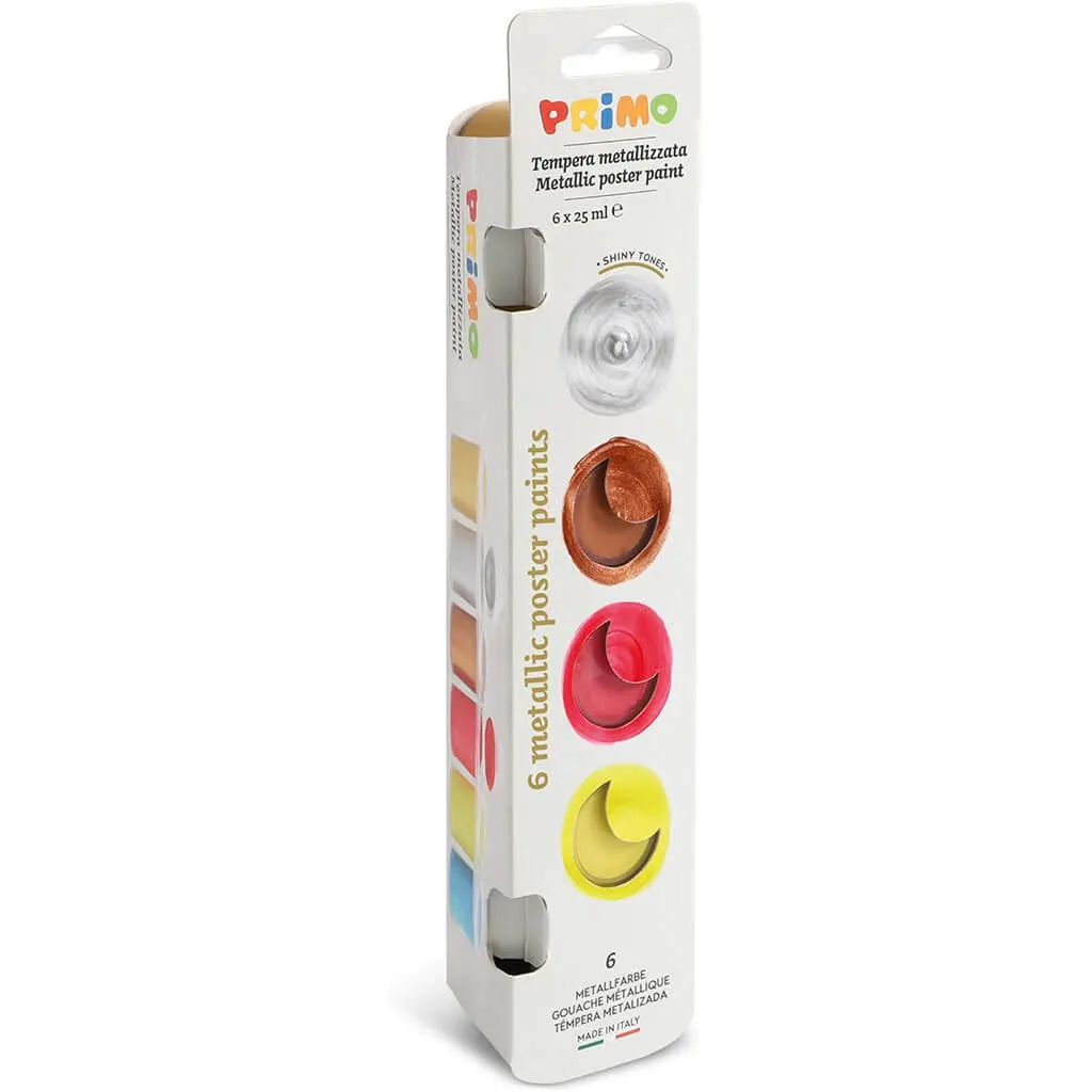 Premium Tempera Paint Pot Sets, 6-Colour Metallic Set