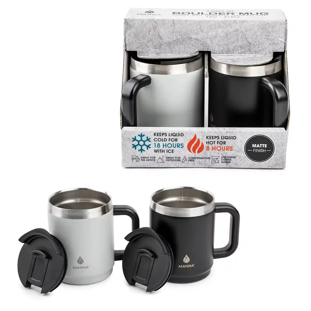 Set of 2 14oz Boulder Black and Gray Matte