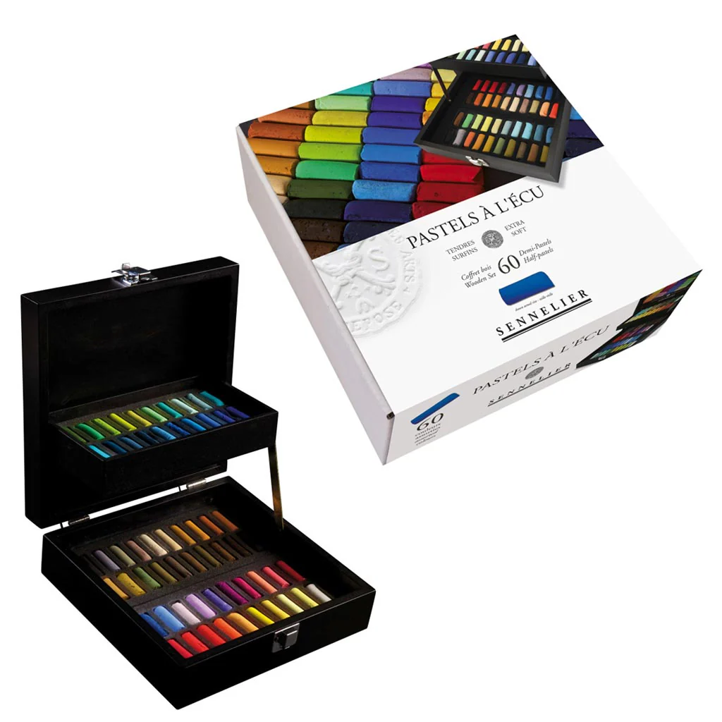 Sennelier Extra-Soft Pastel Half Stick Black Wood Box Set of 60