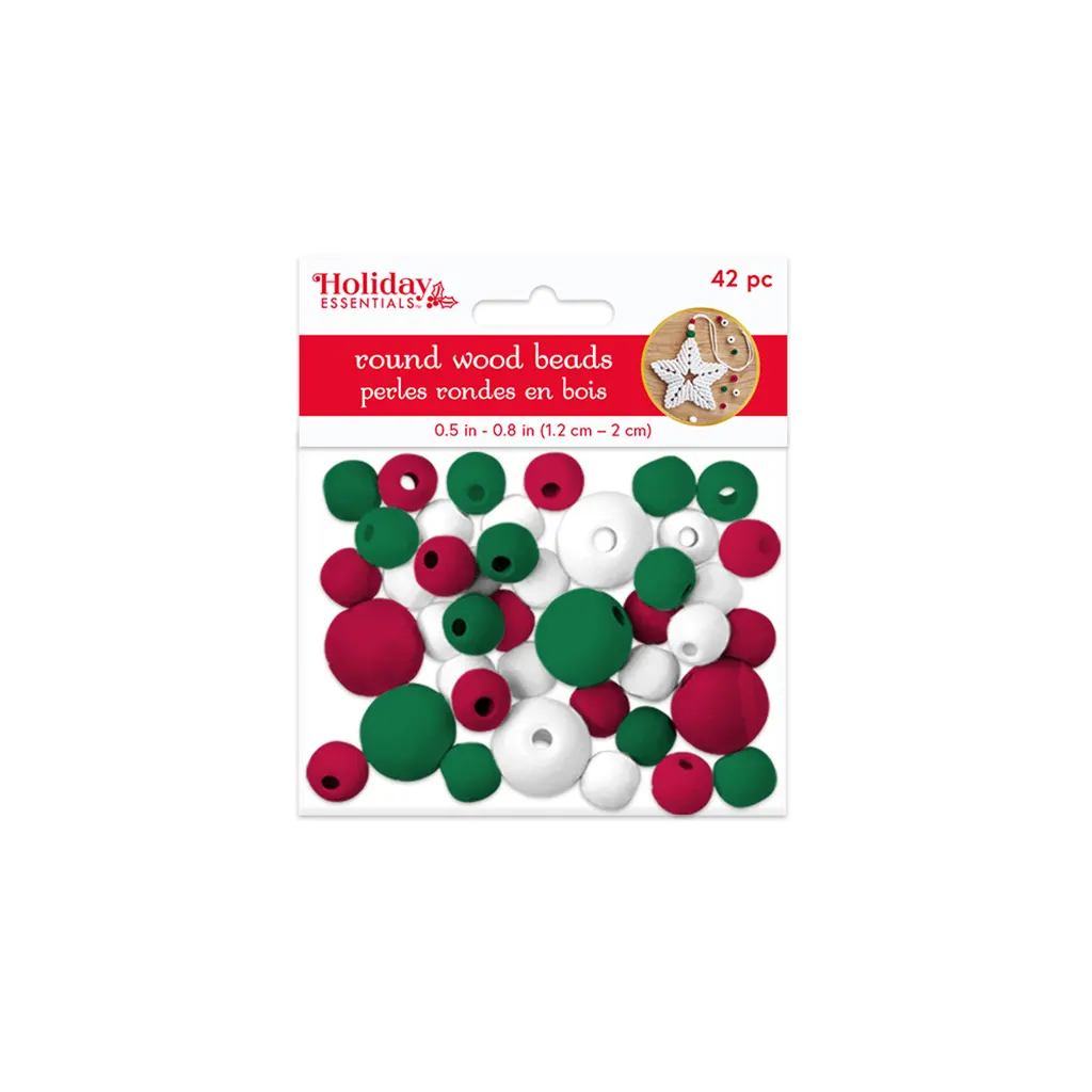 Glossy Round Beads Asst Color+Size 42pc