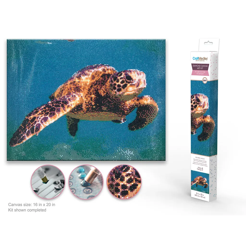 Diamond Painting Art Kit 15.8in x 19.7in w/Gems+Tool+Tray Sea Turtle