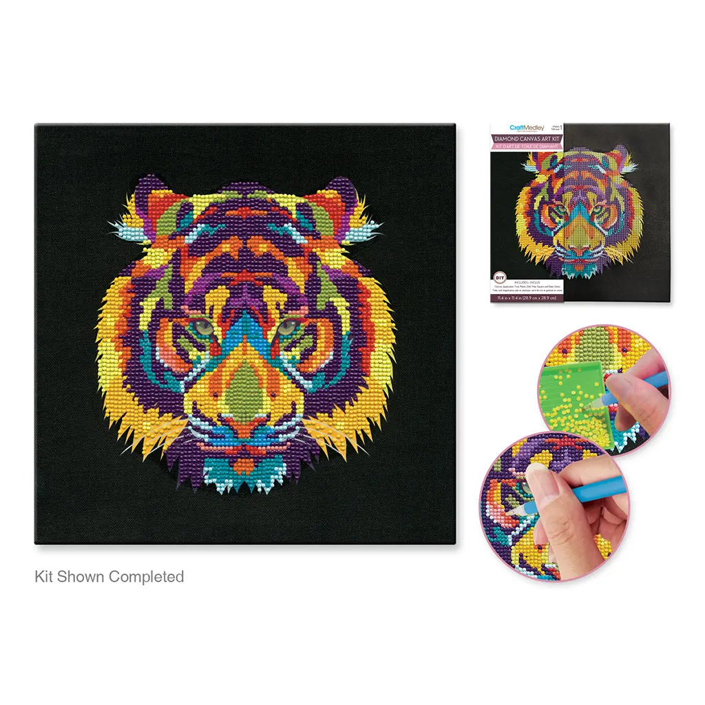 Stretch Artist Diamond Painting Canvas Kit 11.4in x 11.4in Primed Back-Stapld Tiger