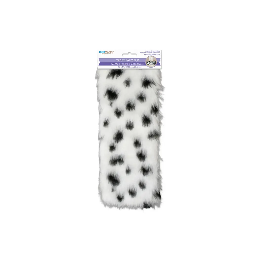 9in x 12in Faux-Fur Sheet 2cm Animal Pattern Hairs Snow Leopard