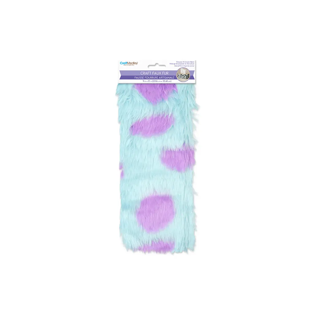 9in x 12in Faux-Fur Sheet 2cm Animal Pattern Hairs Toon-Town