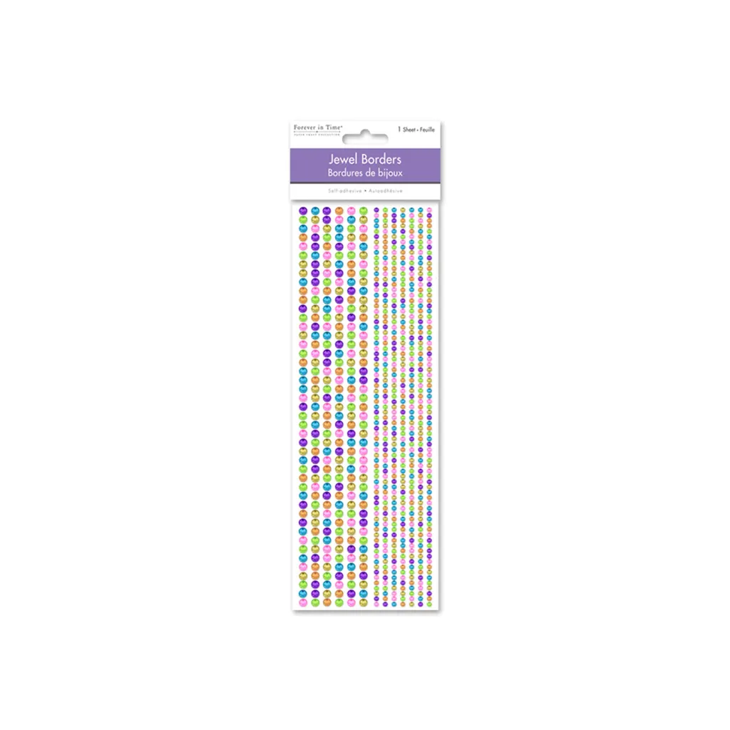 Paper Craft Sticker 10cmx27cm Jewel Borders Gem Lines Multi