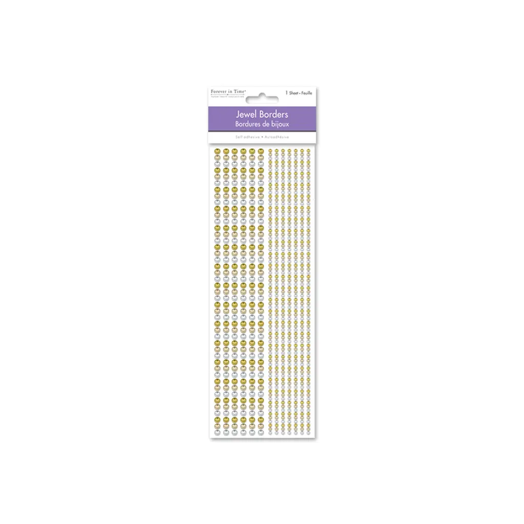Paper Craft Sticker 10cmx27cm Jewel Borders Gem Lines Golden