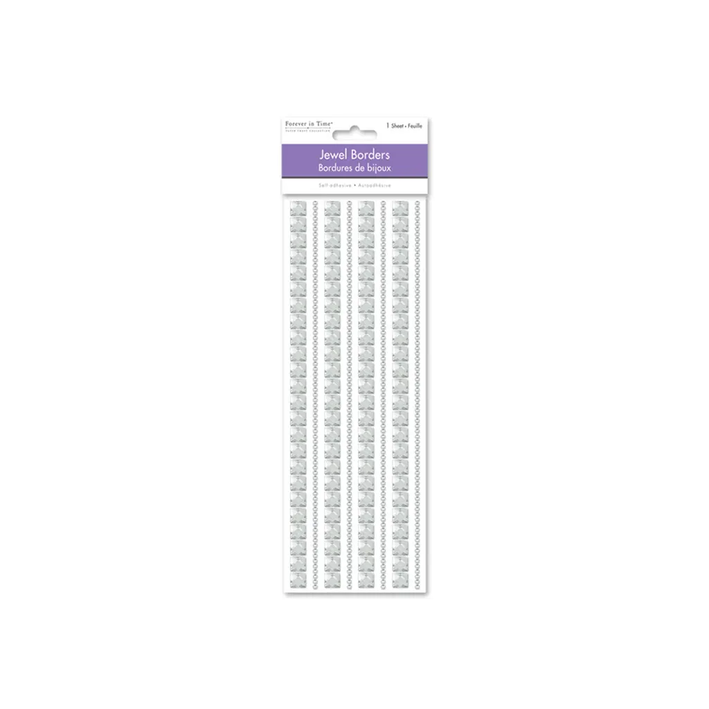 Paper Craft Sticker 10cmx27cm Jewel Borders Square Lines Crystal