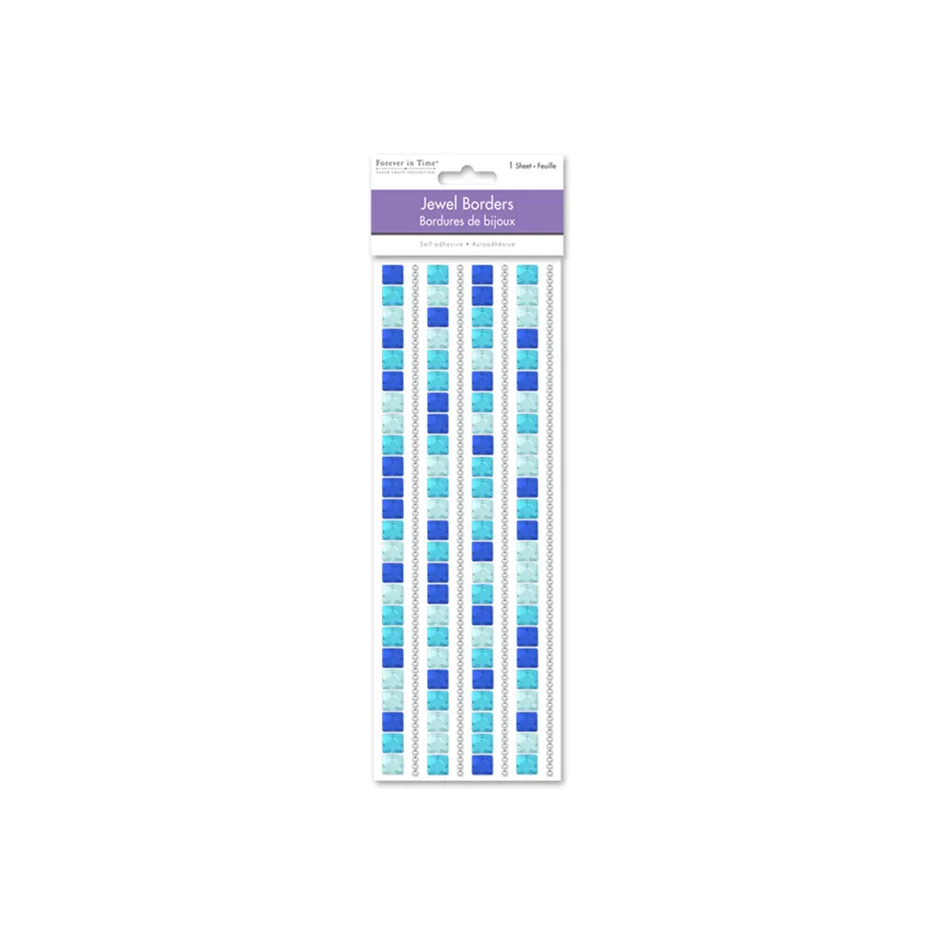 Paper Craft Sticker 10cmx27cm Jewel Borders Square Lines Ocean