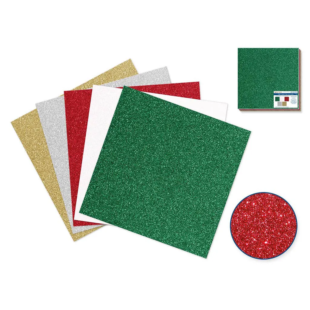Holiday Cardstock: 12"x12" Glitter Glam 250gsm Red - Image 2