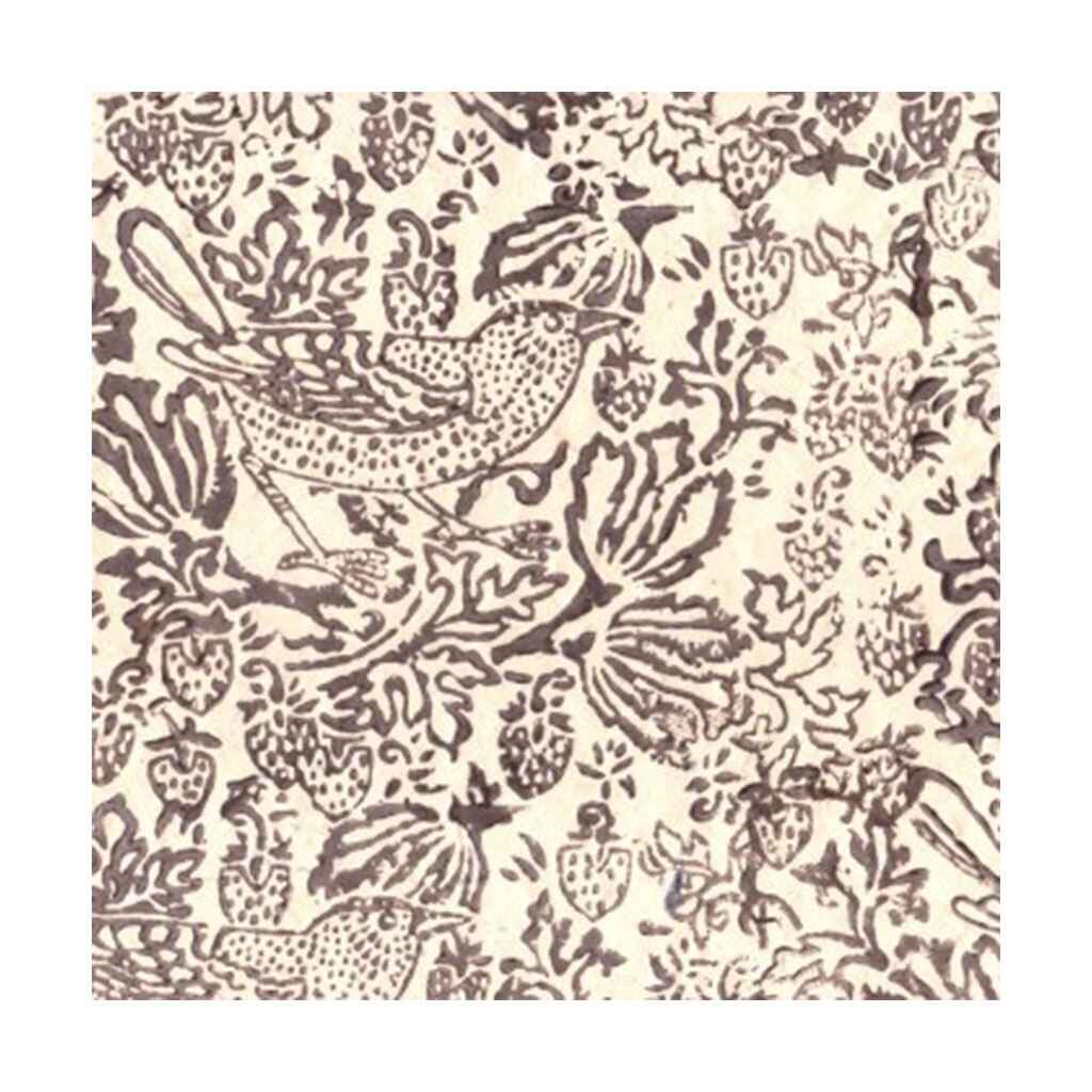 Lamali Decorative Lokta Paper Thrush & Strawberries 60gsm 20in x 30in, Taupe