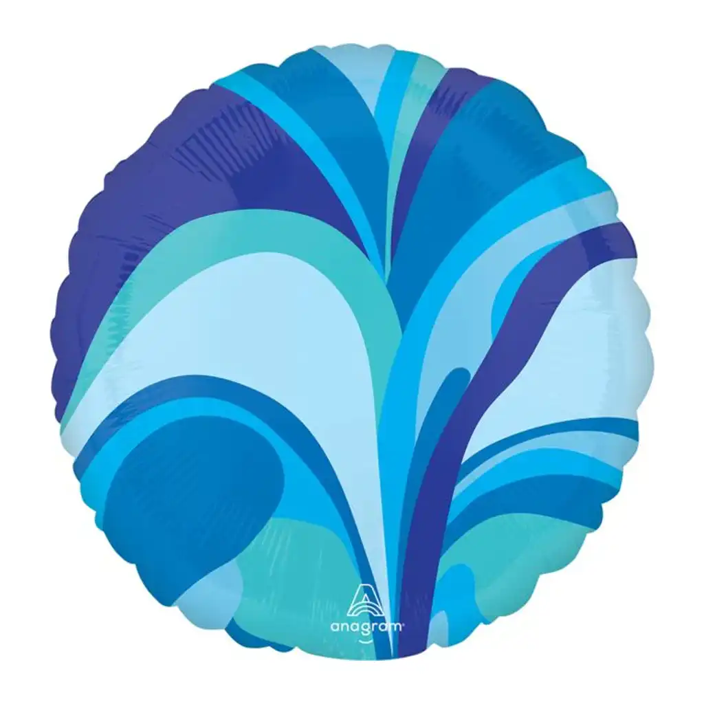 Blue Macro Marble Foil Balloon, 18in