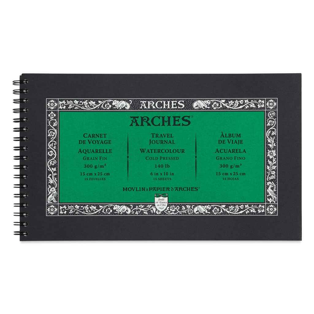 Arches Watercolor Block White Natural Travel Journal  140lb Cold Press, 6in x 10in