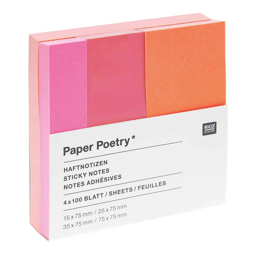 Rico Design Sticky Note Sets Neon Pink/Orange Set/4