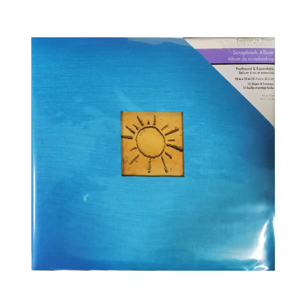 Scrapbook Album: 12in x 12in PostBound w/10shts&prot Aqua Linen
