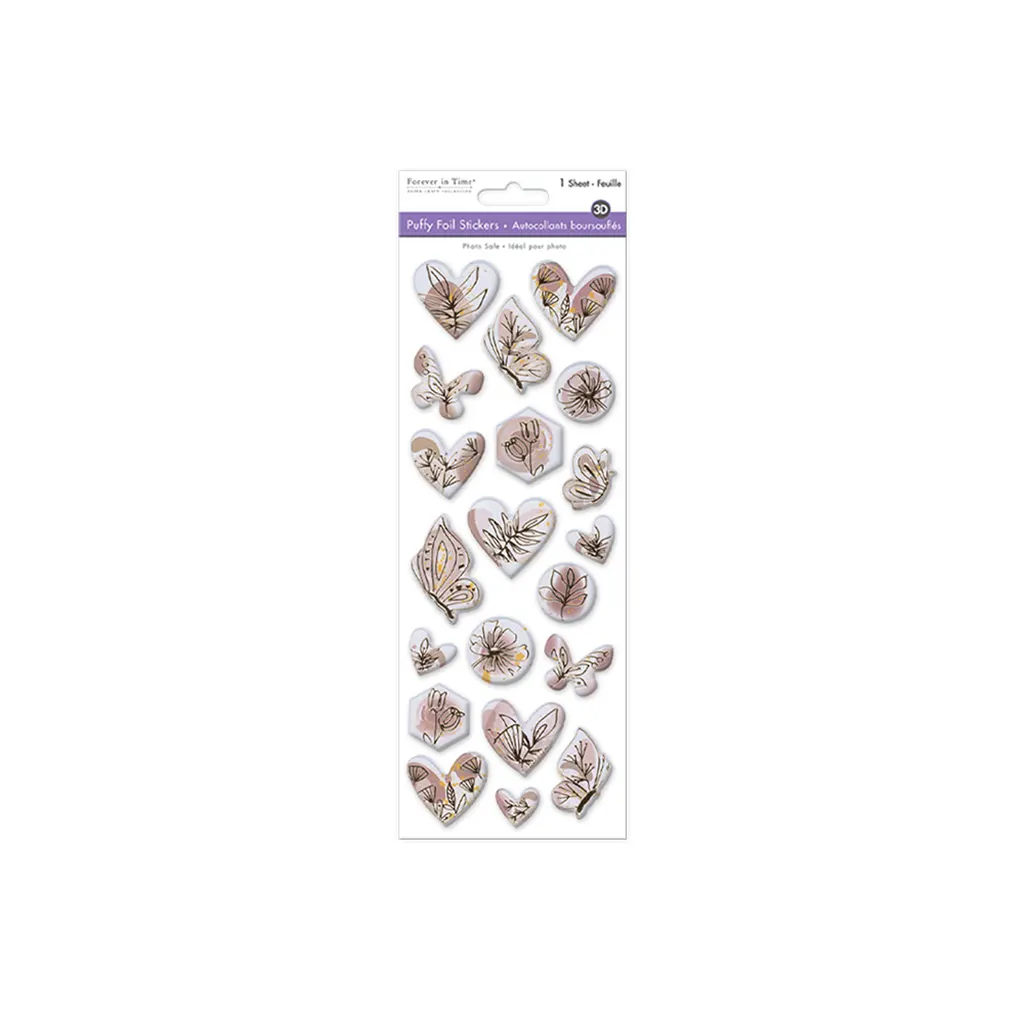 Paper Craft Sticker: 25cmx10cm 3D Puffy Foil Floral Flair