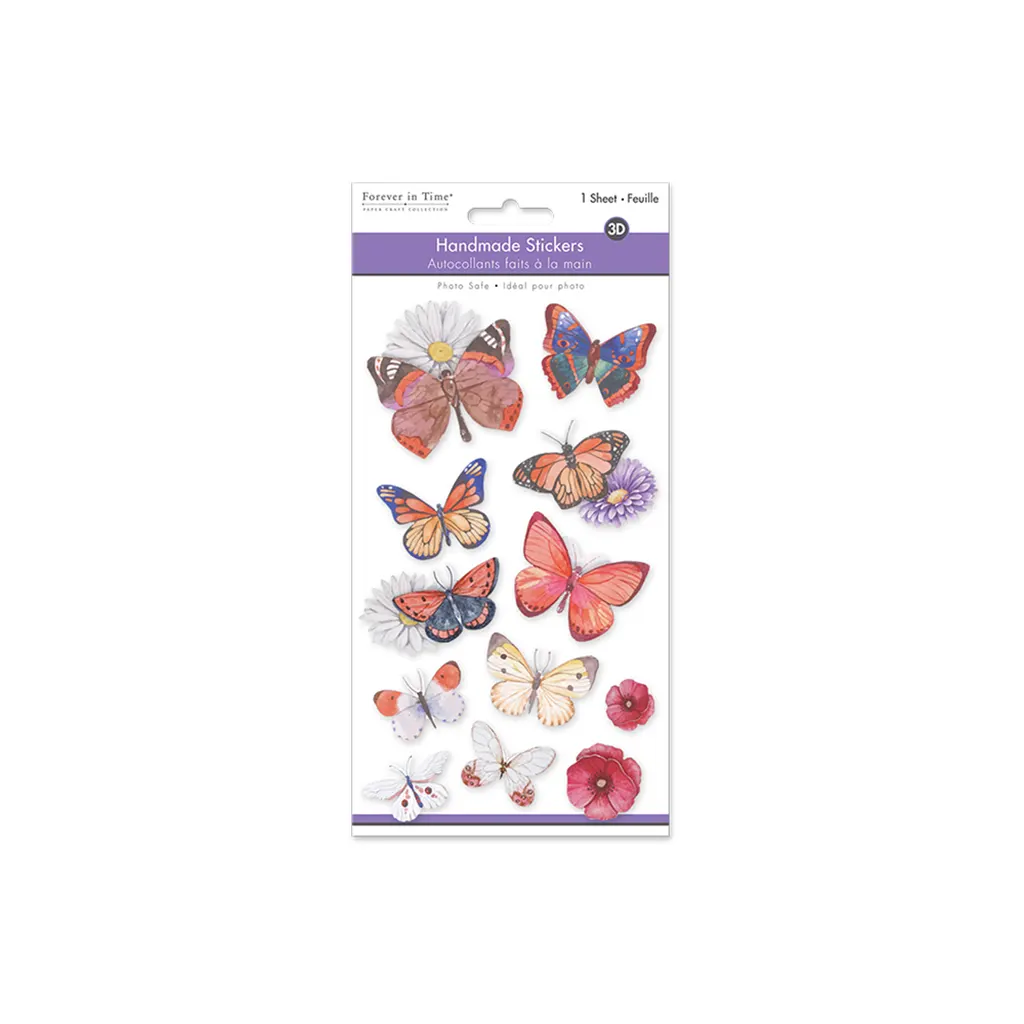 Handmade Sticker: 4.4in x 7.5in 3D Themed Elements Butterflies