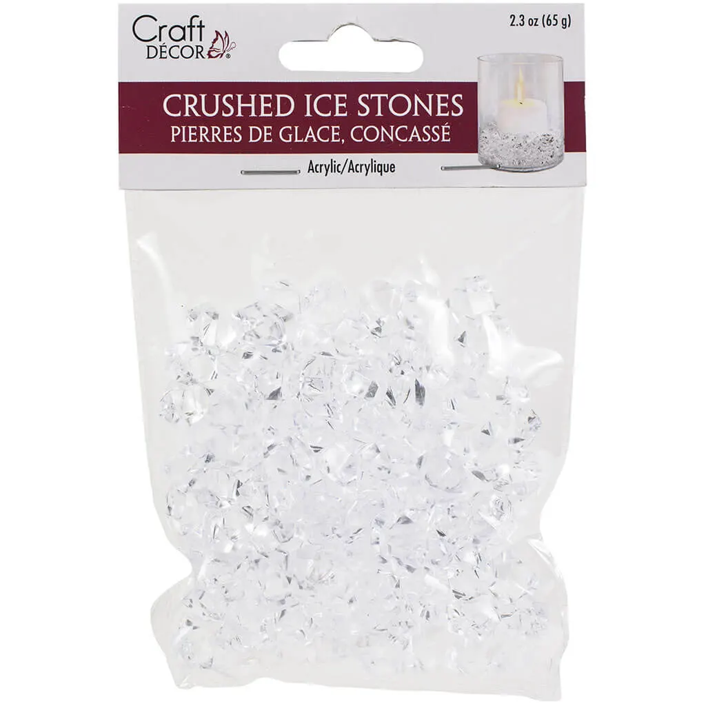 Craft Decor: 65g Crushed Ice Acrylic Stones Sml 1.5cmx1.2cm