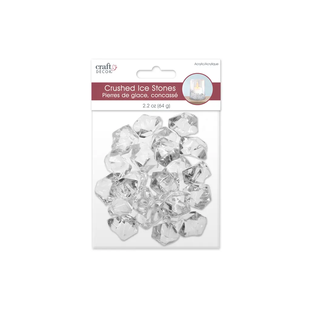 Craft Decor: 65g Crushed Ice Acrylic Stones Med 2.5cmx2cm