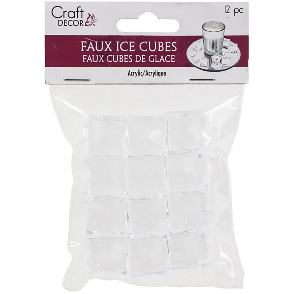 Craft Decor: Sml Faux Acrylic Ice Cubes 12pc 2*2*2cm