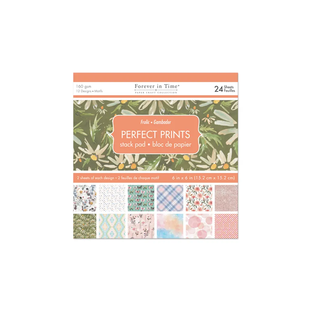 Paper Pads: 6"x6" Perfect Prints Stack Packs x24 Asst R) Frolic