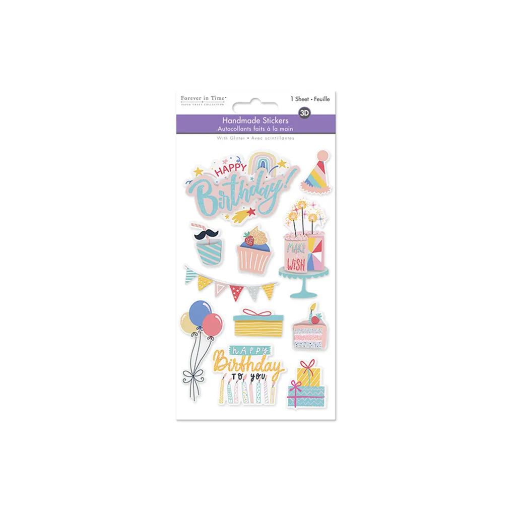 Handmade Sticker: 4.4in x 7.5in 3D Themed Elements Make A Wish