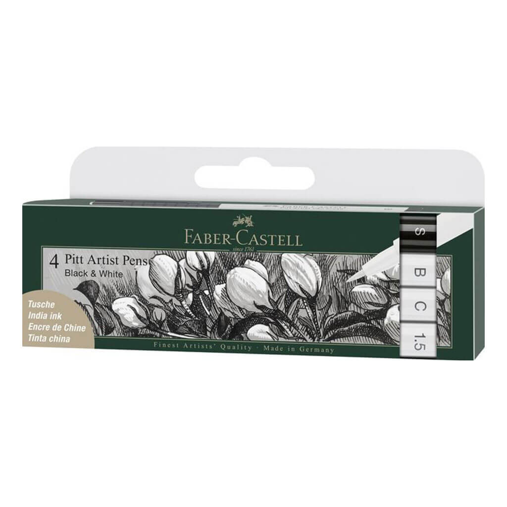 Pitt Artist Pens Set 4pcs White & Black