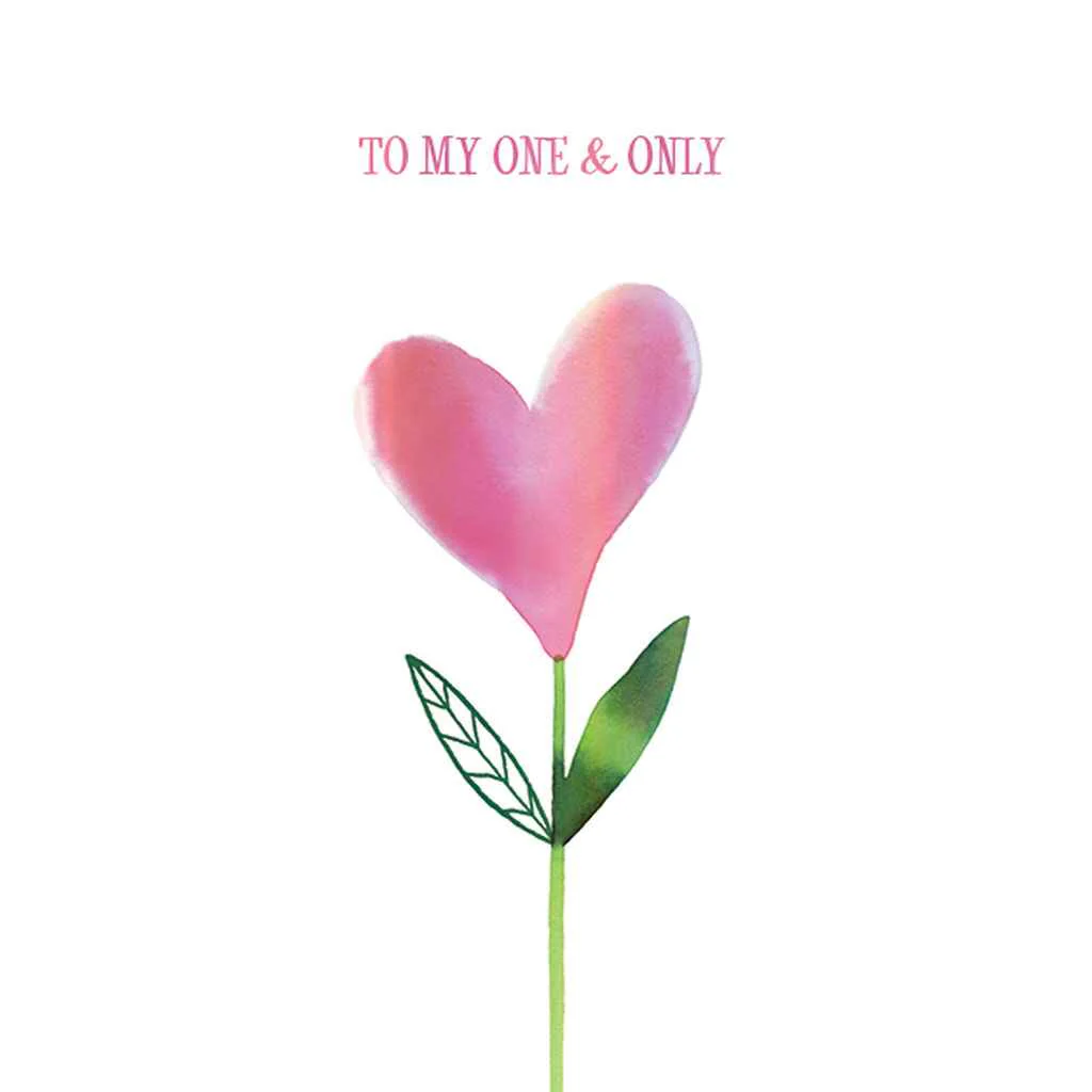 Pink Heart Flower Greeting Card