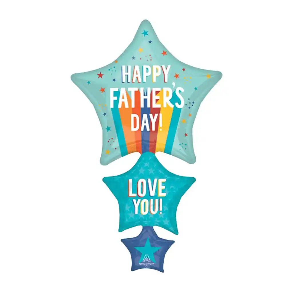 Father's Day Playful Stripes & Stars Shape Balloon, 42in