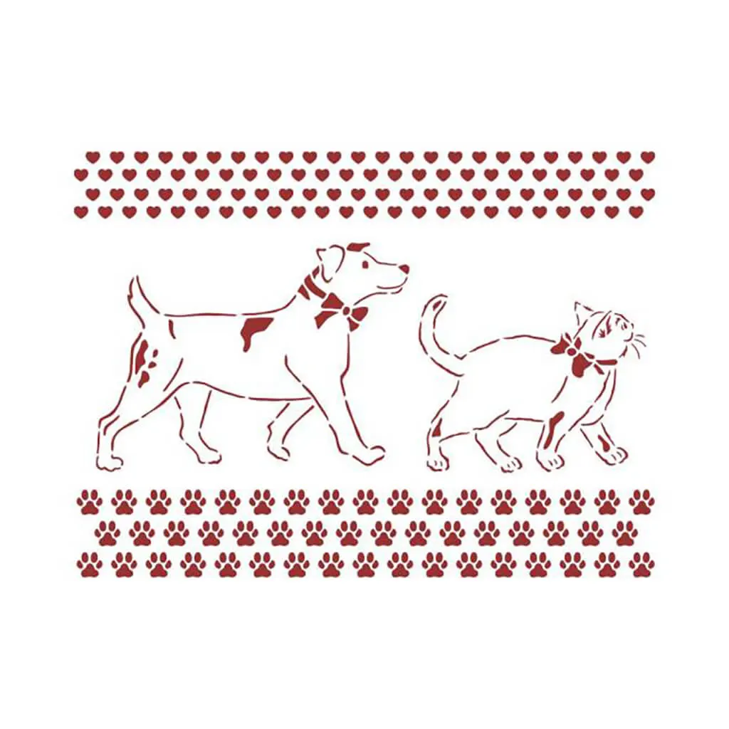 Day Dream Dog and Cat Stencil, 7.87in x 5.91in