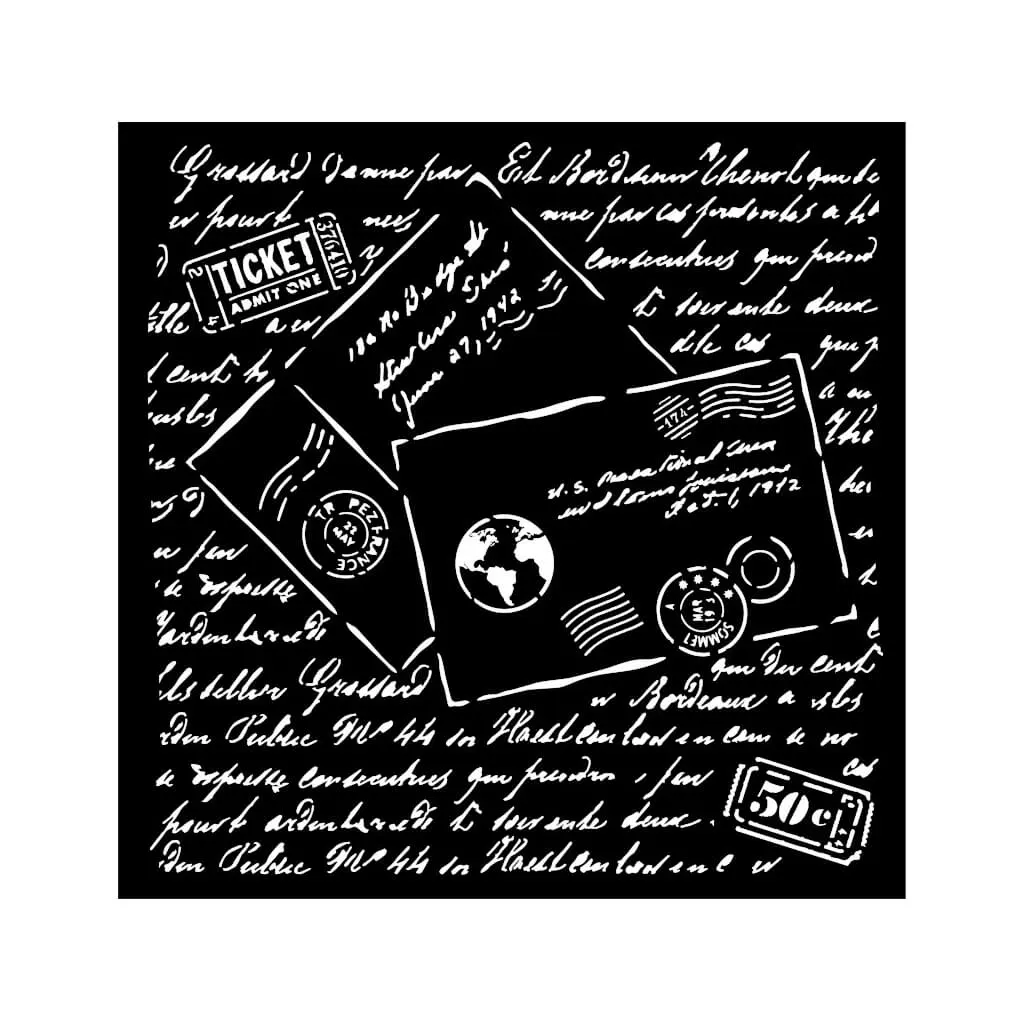 Around The World Letters Stencil, 18cm x 18cm