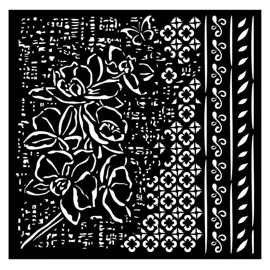 Orchids and Cats Orchid Pattern Stencil, 7in x 7in