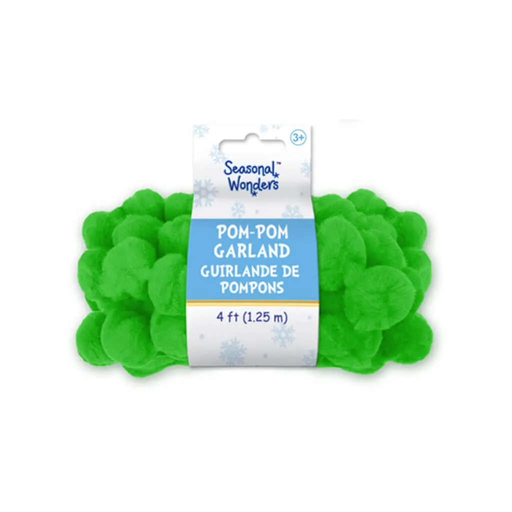 Seasonal Wonders: 2.5cmx1.25m Pom-Pom Garland Acrylic White