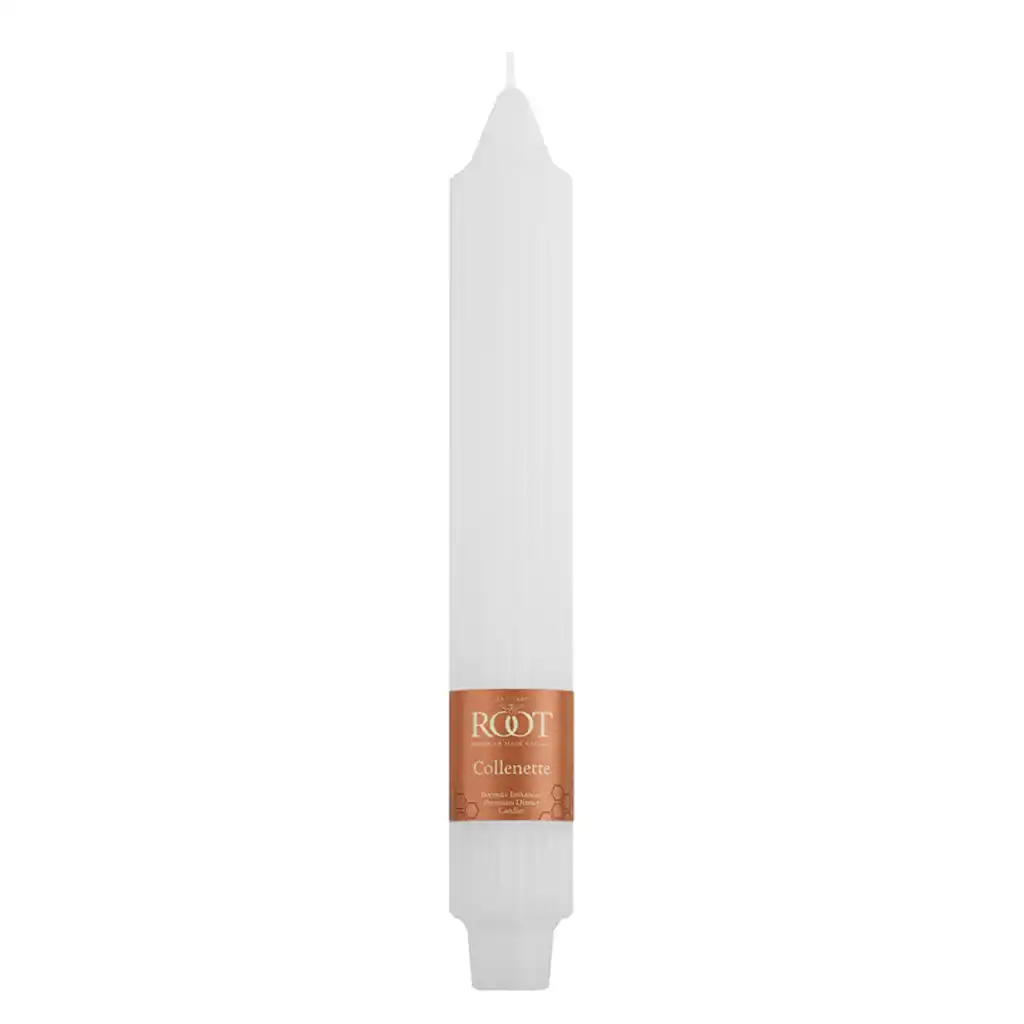 9in Grecian Collenette Single Candle, White