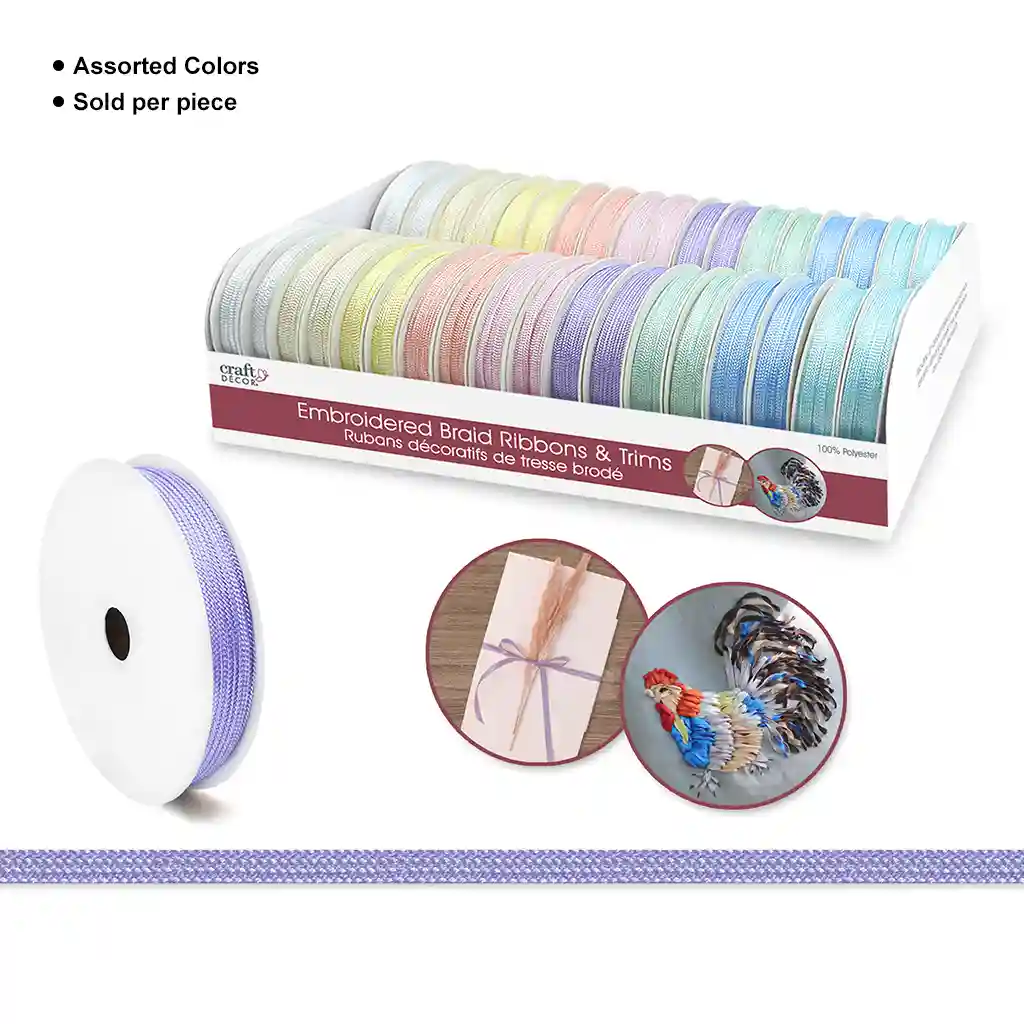 Craft Decor Ribbons/Trims: Embroidered Braid x 3yd Rolls - Image 7