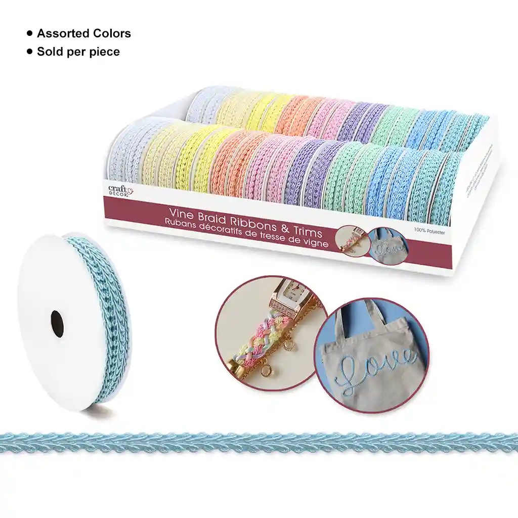 Craft Decor Ribbons/Trims: Vine Braid x 2yd Rolls - Image 3