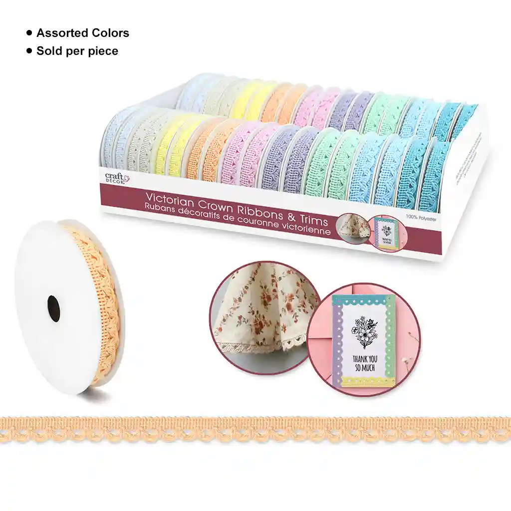 Craft Decor Ribbons/Trims: Victorian Crown 0.4in  x 2yd Rolls - Image 8
