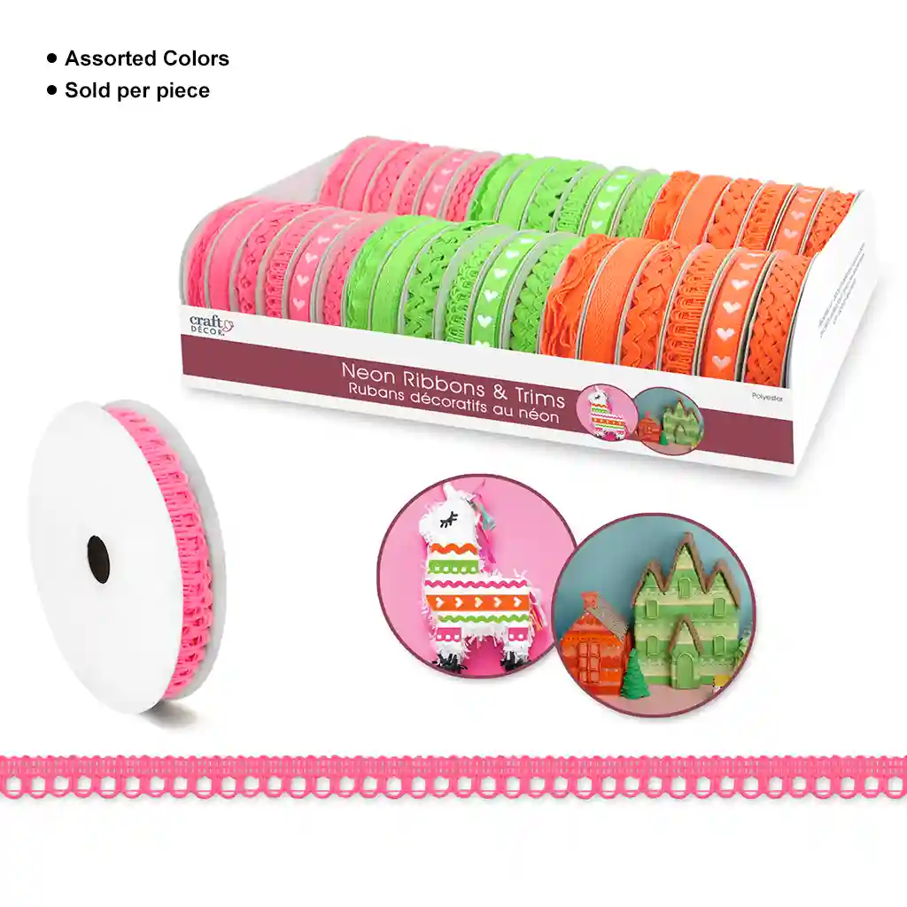 Craft Decor Ribbons/Trims: Neon Brights  x 3yd Rolls - Image 11