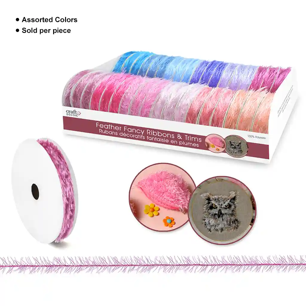 Craft Decor Ribbons/Trims: Feather Fancy 6yd Rolls - Image 3