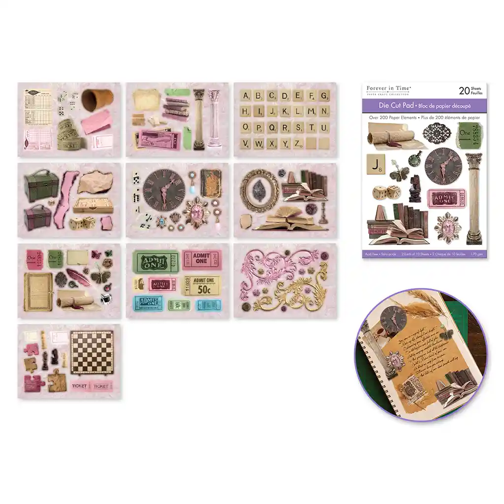 Paper Pads: 4.1in X 5.8in Die Cut Pad 20 Sheets (2Eax10Designs) Vintage Games