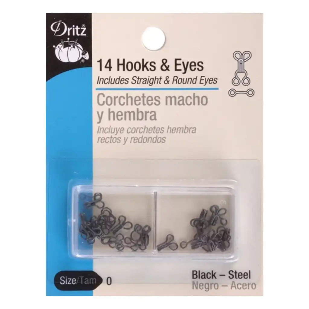 Hooks & Eyes Size 0 Black 14Set