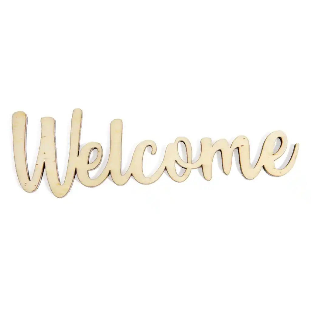 Wood Script Phrase, Welcome