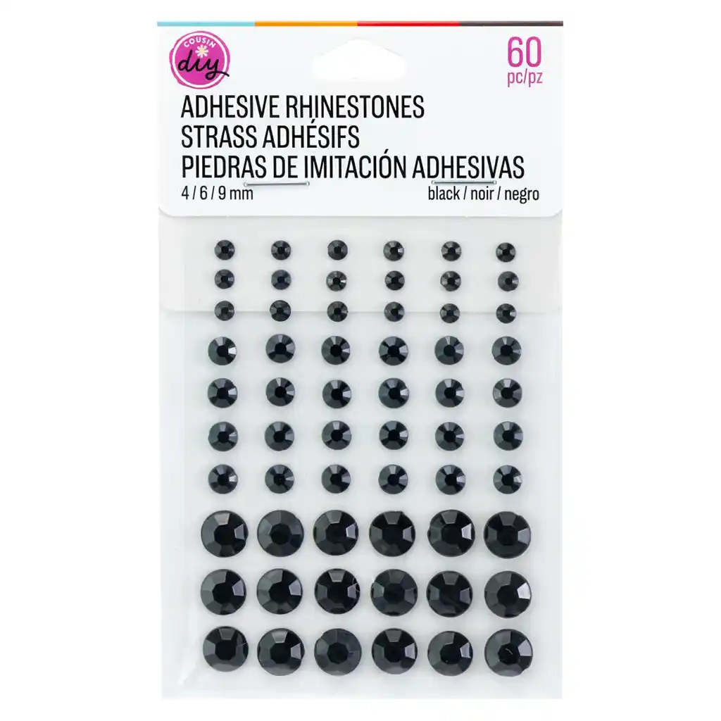 Adhesive Rhinestones 60/Pk, Black